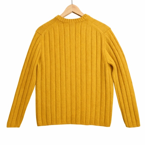 GAP Yellow 100% Lambswool Ribbed Preppy Crewneck Sweater Size L - Picture 3 of 7